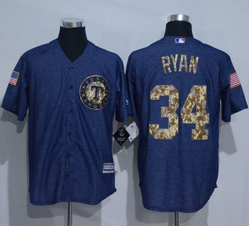 Rangers #34 Nolan Ryan Denim Blue Salute to Service Stitched MLB Jersey